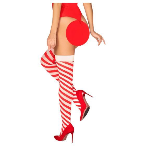 Obsessive Kissmass - Striped Thigh Highs (Red-White)