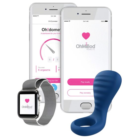 OHMIBOD Bluemotion Nex 3 - smart, rechargeable vibrating penis ring (blue)