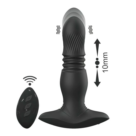 Aixiasia Roy - Rechargeable, Remote-Controlled Thrusting Anal Vibrator (Black)