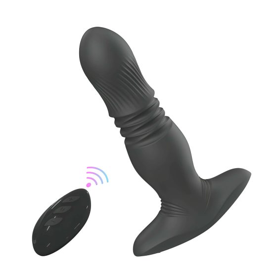 Aixiasia Roy - Rechargeable, Remote-Controlled Thrusting Anal Vibrator (Black)