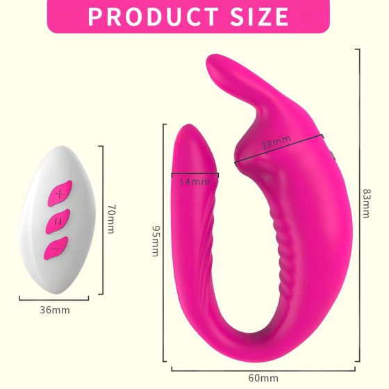 Aixiasia Hera - Rechargeable, Radio-Controlled Couples Vibrator (Pink)