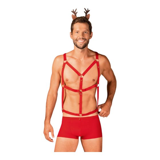 Obsessive Mr. Reindy - Men's Reindeer Costume (3-Piece) - Red