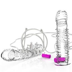 Lonely - Textured Vibrating Penis Sleeve (Transparent)