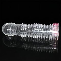 Lonely - Textured Vibrating Penis Sleeve (Transparent)